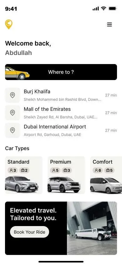 Citylink One booking interface screen