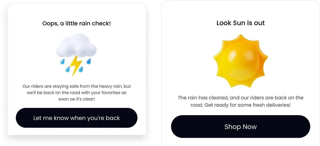 Freshline Smart delivery notifications screen