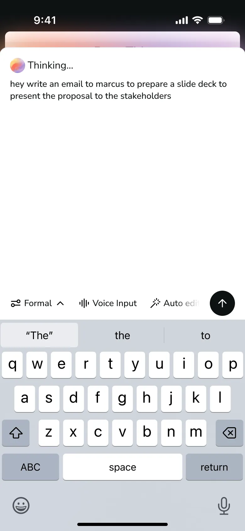 Email agent drafting message on phone