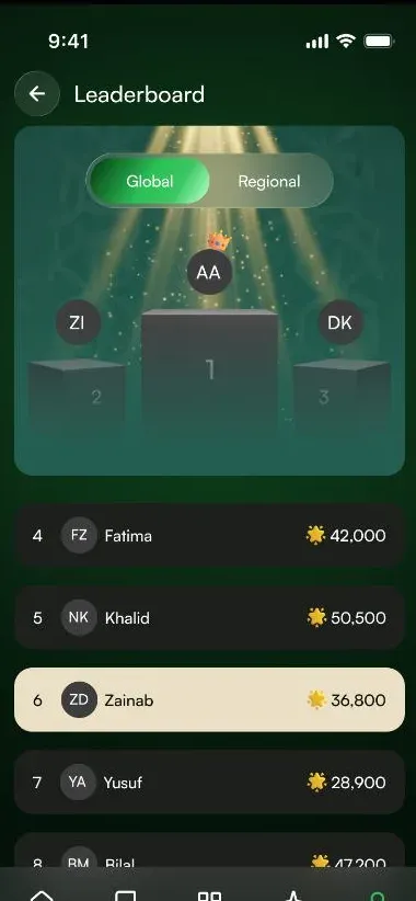 Qalb Calm Gamified Progress Tracking screen