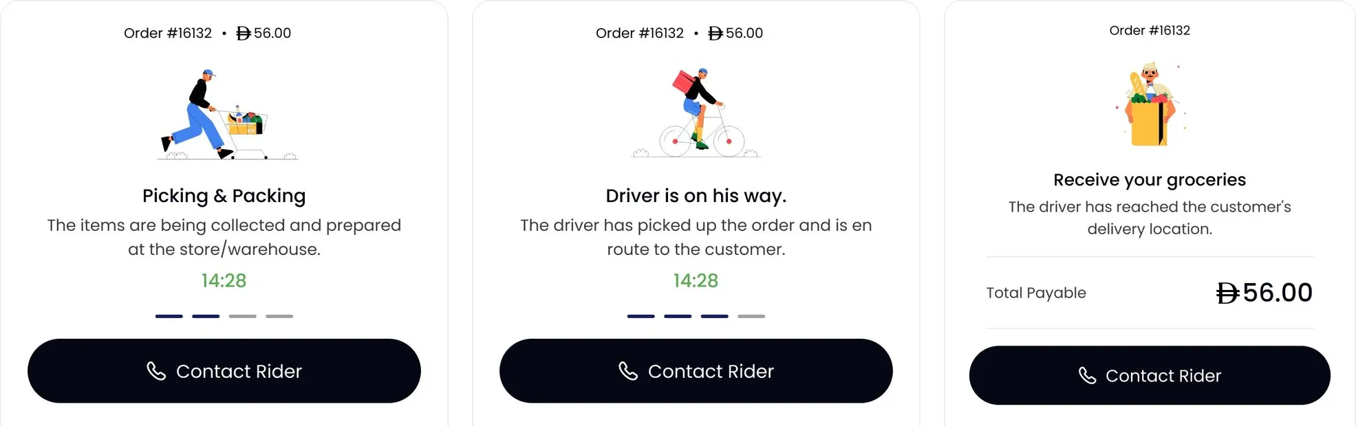 Freshline Live order tracking screen