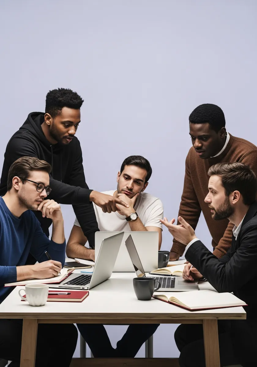 Credminds team collaborating around a table