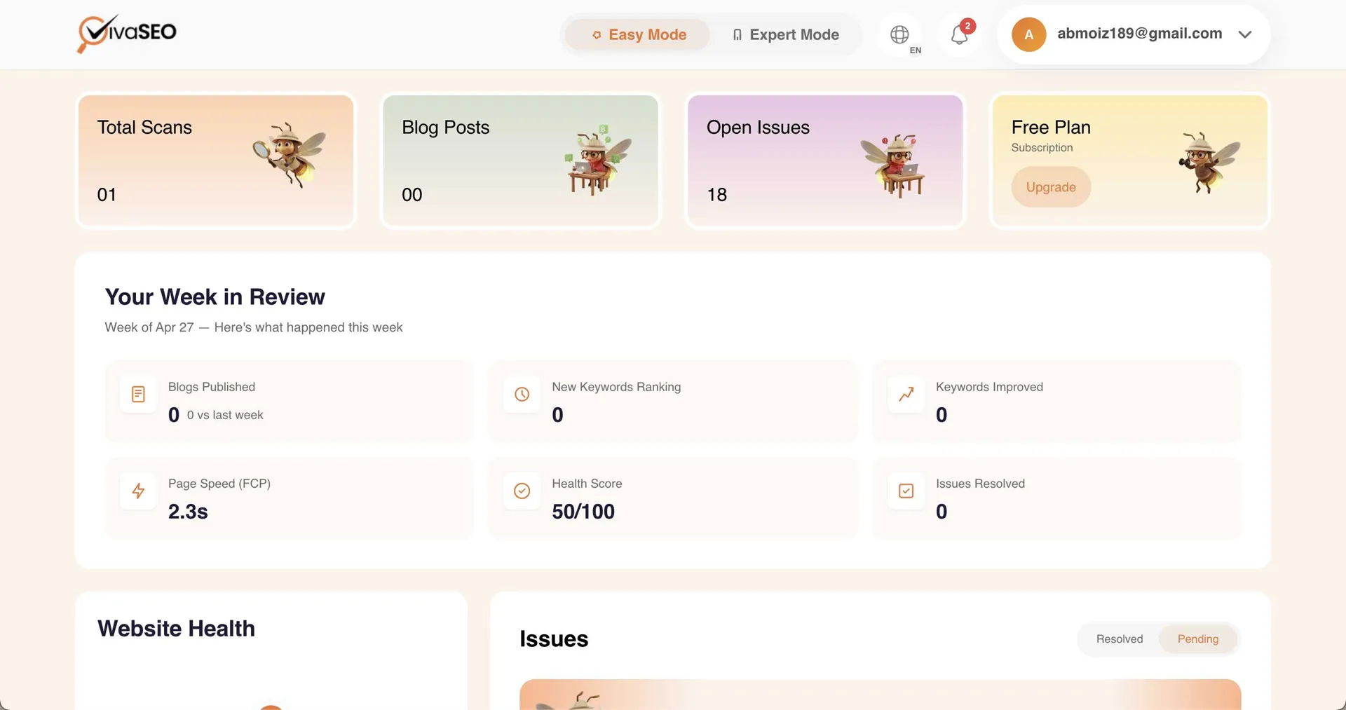 Viva SEO SEO dashboard