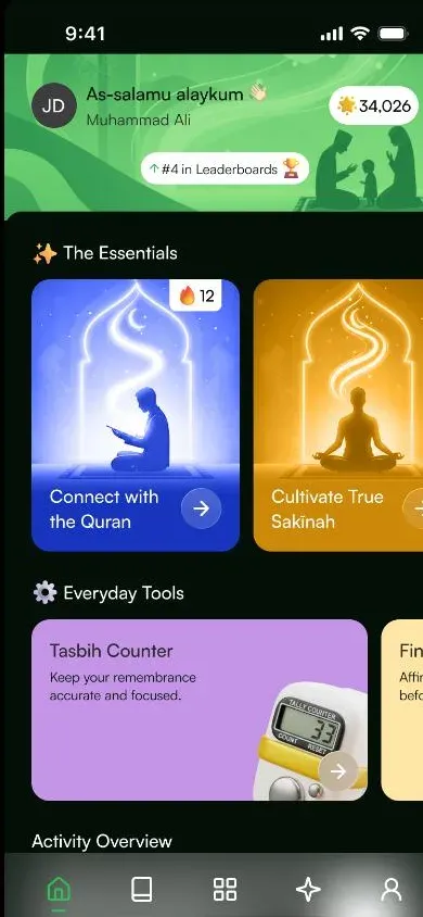 Qalb Calm Unified Wellness Interface screen
