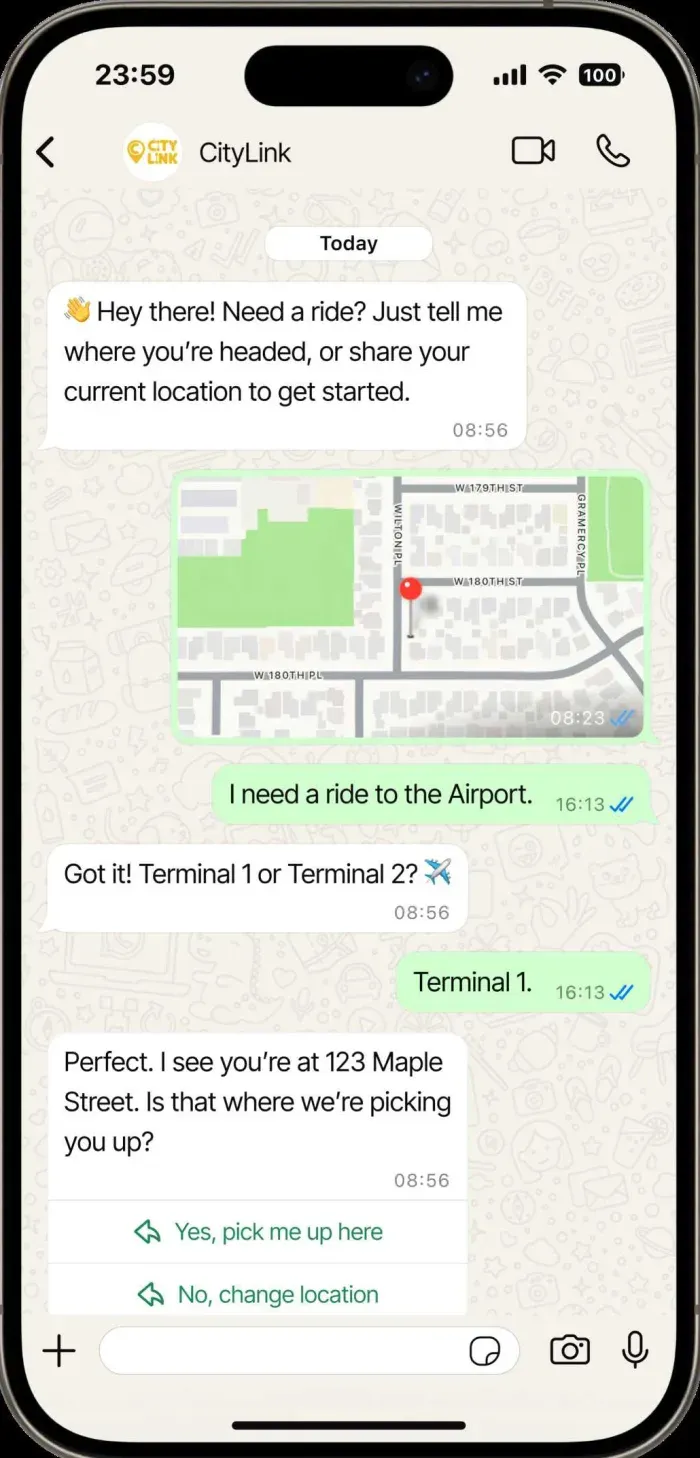 Citylink WhatsApp booking agent